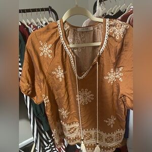 Women's Embroidered Brown Top